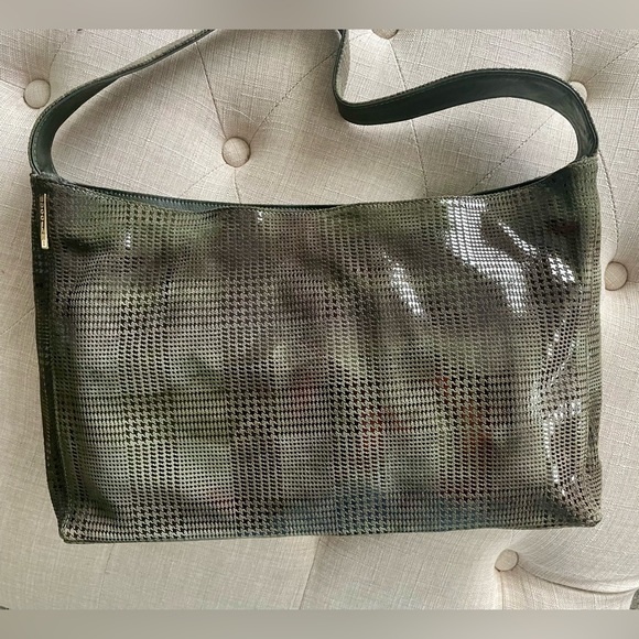 Rectangular 100% Italian Leather Marco Buggiani Green Shoulder Bag - Picture 2 of 9